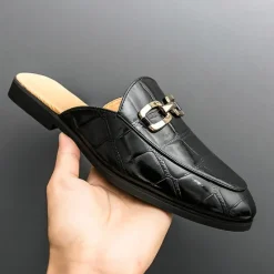 Best OUKU Patent Leather Moccasins for Men - Sophisticated Slip-On with Metal Buckle for Business and Casual Wear