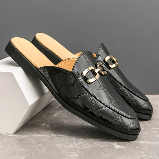 Best OUKU Patent Leather Moccasins for Men - Sophisticated Slip-On with Metal Buckle for Business and Casual Wear