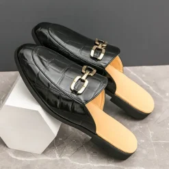 Best OUKU Patent Leather Moccasins for Men - Sophisticated Slip-On with Metal Buckle for Business and Casual Wear