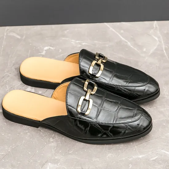 Best OUKU Patent Leather Moccasins for Men - Sophisticated Slip-On with Metal Buckle for Business and Casual Wear