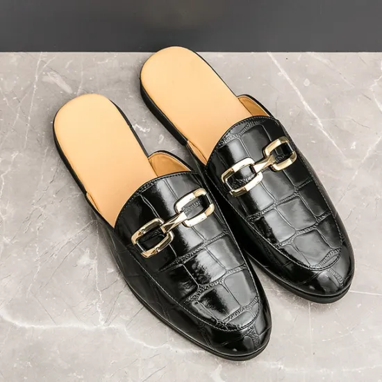 Best OUKU Patent Leather Moccasins for Men - Sophisticated Slip-On with Metal Buckle for Business and Casual Wear