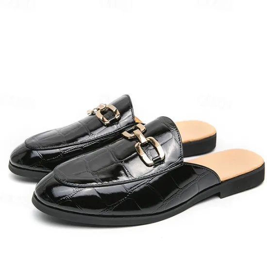 Best OUKU Patent Leather Moccasins for Men - Sophisticated Slip-On with Metal Buckle for Business and Casual Wear