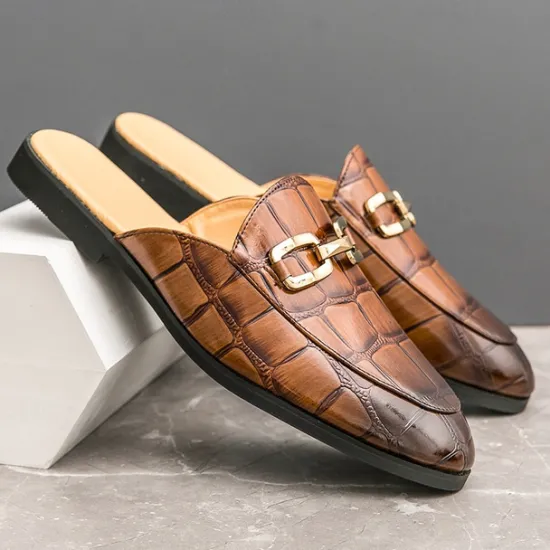 Best OUKU Patent Leather Moccasins for Men - Sophisticated Slip-On with Metal Buckle for Business and Casual Wear