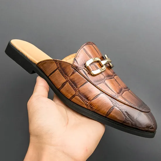 Best OUKU Patent Leather Moccasins for Men - Sophisticated Slip-On with Metal Buckle for Business and Casual Wear