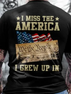 Discount OUKU Patriotic T Shirts For Men American US Flag Funny T Shirt Short Sleeve T shirt 3D Print Crew Neck Shirt Fashion Daily Basic Street Casual Daily Black Blue Summer Spring All Seasons Clothing