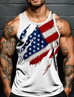 Outlet OUKU Patriotic T Shirts For Men Sarcasm T Shirt Short Sleeve T shirt 3D Print Crew Neck Round Neck Shirt Funny Political T Shirt Street Casual Daily Black Blue Green Summer Spring Clothing Apparel S M L