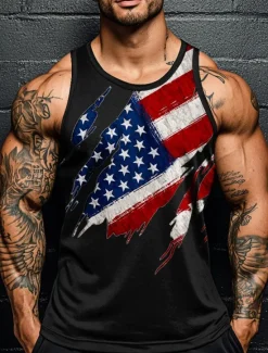 Outlet OUKU Patriotic T Shirts For Men Sarcasm T Shirt Short Sleeve T shirt 3D Print Crew Neck Round Neck Shirt Funny Political T Shirt Street Casual Daily Black Blue Green Summer Spring Clothing Apparel S M L