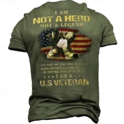 New OUKU Patriotic T Shirts For Men American US Flag T Shirt Short Sleeve T shirt 3D Print Crew Neck Round Neck Shirt Fashion Daily Basic Street Casual Daily Black Summer Spring All Seasons Clothing