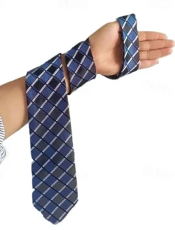 Hot OUKU 1Pc Man Necktie Width 8cm Plaid Bridegroom Groomsman Tie Business Manager Tie Blue