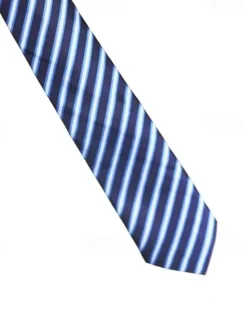 Clearance OUKU 1Pc Men Wedding Tie Narrow Stripe Tie 8cm Wide Men's Arrow Tie Blue