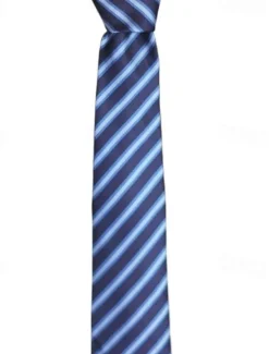 Clearance OUKU 1Pc Men Wedding Tie Narrow Stripe Tie 8cm Wide Men's Arrow Tie Blue