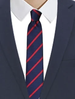 Online OUKU 1Pc Men's Wedding Tie Narrow Stripe Tie 8cm Wide Men Arrow Pattern Tie Blue
