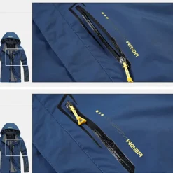 Clearance OUKU Plus Size Men's Waterproof Hiking Jacket Rain Jacket Hoodie Jacket Detachable hat Windbreaker Raincoat Outdoor Windproof Weatherproof Lightweight Breathable Trench Coat Outerwear Top Fishing Climbing