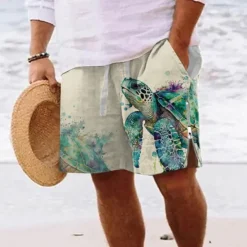 Clearance OUKU Sea Turtle Marine Life Men's Resort 3D Printed Board Shorts Swim Shorts Swim Trunks Pocket Drawstring with Mesh Lining Comfort Breathable Short Aloha Hawaiian Style Holiday Beach S TO 3XL