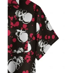 Discount OUKU Skull Men's Printed Shirts Hawaiian Going out Weekend Spring & Summer Shirt Collar Short Sleeves Green M L XL Terylene Shirt Normal Black