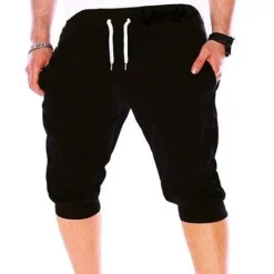 Discount OUKU summer men gym workout shorts drawstring elastic bottom pants casual sweatpants capri joggers loose fit (gray, xxxl)