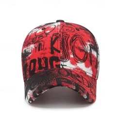 Best OUKU Unisex Baseball Cap Sun Hat Black Red Cotton Travel Beach Outdoor Vacation Graffiti Adjustable Sunscreen Fashion