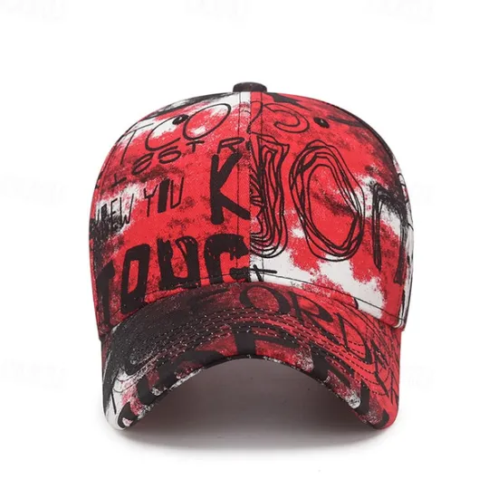 Best OUKU Unisex Baseball Cap Sun Hat Black Red Cotton Travel Beach Outdoor Vacation Graffiti Adjustable Sunscreen Fashion