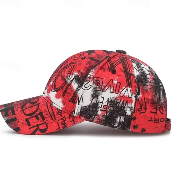Best OUKU Unisex Baseball Cap Sun Hat Black Red Cotton Travel Beach Outdoor Vacation Graffiti Adjustable Sunscreen Fashion