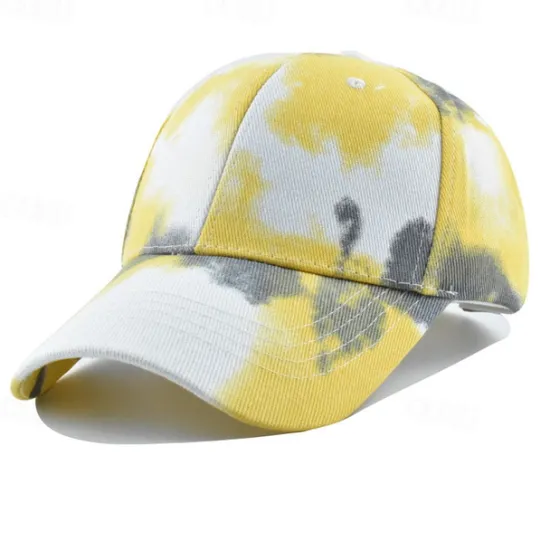 Best OUKU Unisex Baseball Cap Sun Hat White Yellow Polyester Print Travel Beach Outdoor Vacation Tie Dye Adjustable Fashion Eye Protection
