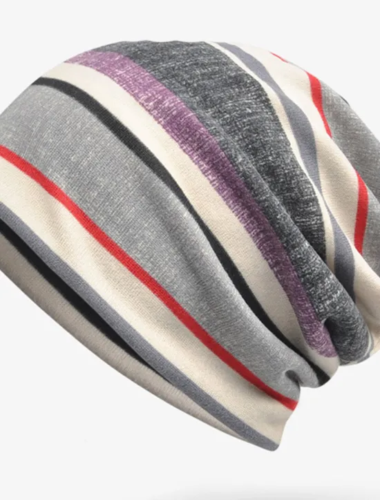 Online OUKU Unisex Beanie Hat Knit Beanie Yellow Blue Polyester Print Travel Outdoor Vacation Striped Windproof Warm