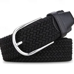 Hot OUKU Unisex Braided Belts Fashionable Simple Knit Buckle Belt Black White Canvas Alloy Plain Outdoor Sports Ideal Gift