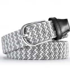 Hot OUKU Unisex Braided Belts Fashionable Simple Knit Buckle Belt Black White Canvas Alloy Plain Outdoor Sports Ideal Gift