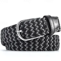 Hot OUKU Unisex Braided Belts Fashionable Simple Knit Buckle Belt Black White Canvas Alloy Plain Outdoor Sports Ideal Gift