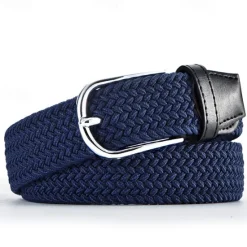 Hot OUKU Unisex Braided Belts Fashionable Simple Knit Buckle Belt Black White Canvas Alloy Plain Outdoor Sports Ideal Gift