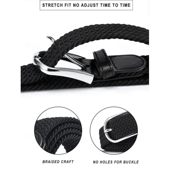 Hot OUKU Unisex Braided Belts Fashionable Simple Knit Buckle Belt Black White Canvas Alloy Plain Outdoor Sports Ideal Gift
