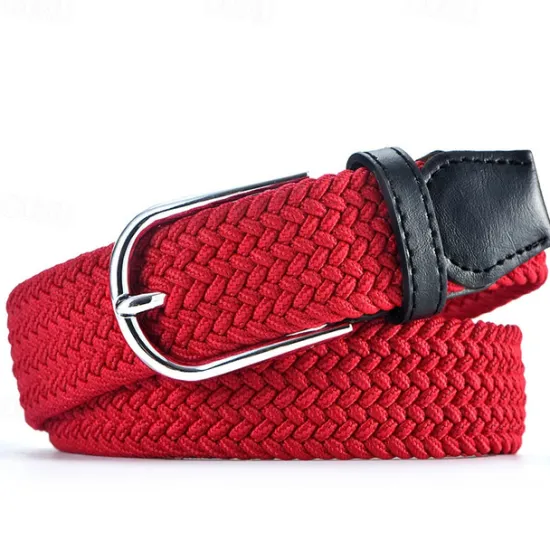 Hot OUKU Unisex Braided Belts Fashionable Simple Knit Buckle Belt Black White Canvas Alloy Plain Outdoor Sports Ideal Gift
