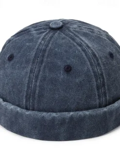 New OUKU Unisex Docker Cap Brimless Hats Black Wine Cotton Washed Travel Beach Outdoor Vacation Plain Adjustable Fashion