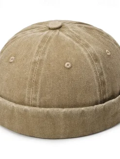 New OUKU Unisex Docker Cap Brimless Hats Black Wine Cotton Washed Travel Beach Outdoor Vacation Plain Adjustable Fashion