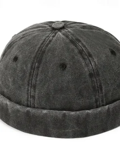 New OUKU Unisex Docker Cap Brimless Hats Black Wine Cotton Washed Travel Beach Outdoor Vacation Plain Adjustable Fashion