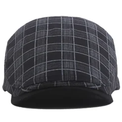 OUKU Unisex Flat Cap Newsboy Cap Black White Polyester Retro Travel Beach Outdoor Vacation Plaid Adjustable Fashion