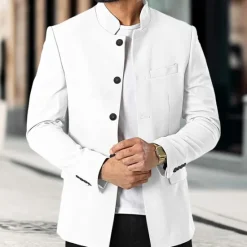 Sale OUKU Unisex Lightweight Jacket Casual Jacket Chore Jacket Casual Daily Durable Pocket Spring & Fall Solid / Plain Color Athleisure Standing Collar Regular Black White Wine Dark Blue Jacket