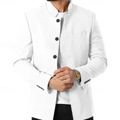 Sale OUKU Unisex Lightweight Jacket Casual Jacket Chore Jacket Casual Daily Durable Pocket Spring & Fall Solid / Plain Color Athleisure Standing Collar Regular Black White Wine Dark Blue Jacket