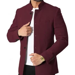 Sale OUKU Unisex Lightweight Jacket Casual Jacket Chore Jacket Casual Daily Durable Pocket Spring & Fall Solid / Plain Color Athleisure Standing Collar Regular Black White Wine Dark Blue Jacket