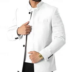 Sale OUKU Unisex Lightweight Jacket Casual Jacket Chore Jacket Casual Daily Durable Pocket Spring & Fall Solid / Plain Color Athleisure Standing Collar Regular Black White Wine Dark Blue Jacket