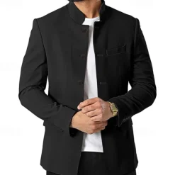 Sale OUKU Unisex Lightweight Jacket Casual Jacket Chore Jacket Casual Daily Durable Pocket Spring & Fall Solid / Plain Color Athleisure Standing Collar Regular Black White Wine Dark Blue Jacket