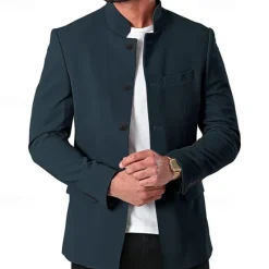 Sale OUKU Unisex Lightweight Jacket Casual Jacket Chore Jacket Casual Daily Durable Pocket Spring & Fall Solid / Plain Color Athleisure Standing Collar Regular Black White Wine Dark Blue Jacket
