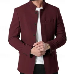 Sale OUKU Unisex Lightweight Jacket Casual Jacket Chore Jacket Casual Daily Durable Pocket Spring & Fall Solid / Plain Color Athleisure Standing Collar Regular Black White Wine Dark Blue Jacket
