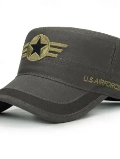 Discount OUKU Unisex Military Cap Cadet Hat Cotton Travel Beach Outdoor Vacation Solid Color Adjustable Fashion Army Green