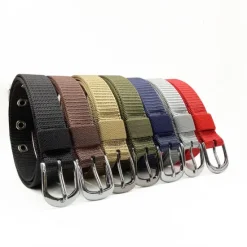 Clearance OUKU Unisex Tactical Belt Golf Web Belt for Jeans Frame Buckle Black Red Nylon Plain Daily Wear Going out Weekend