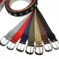 Clearance OUKU Unisex Tactical Belt Golf Web Belt for Jeans Frame Buckle Black Red Nylon Plain Daily Wear Going out Weekend