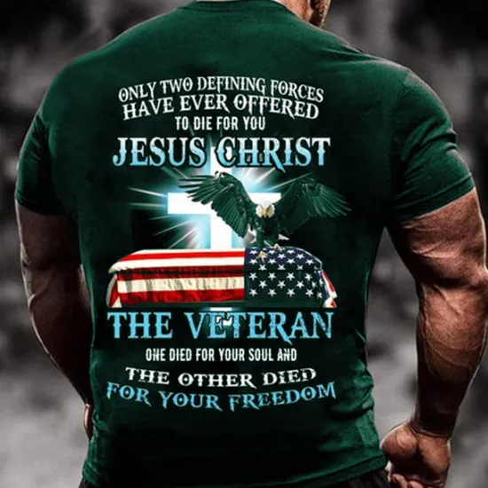 Sale OUKU Veterans Day Men's Patriot Patriotic Backprint Graphic Eagle National Flag T shirt Tee Short Sleeve T shirt 3D Print Crew Neck Shirt Vintage Fashion Designer Outdoor Casual Daily Black Blue Red Spring