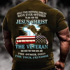 Sale OUKU Veterans Day Men's Patriot Patriotic Backprint Graphic Eagle National Flag T shirt Tee Short Sleeve T shirt 3D Print Crew Neck Shirt Vintage Fashion Designer Outdoor Casual Daily Black Blue Red Spring