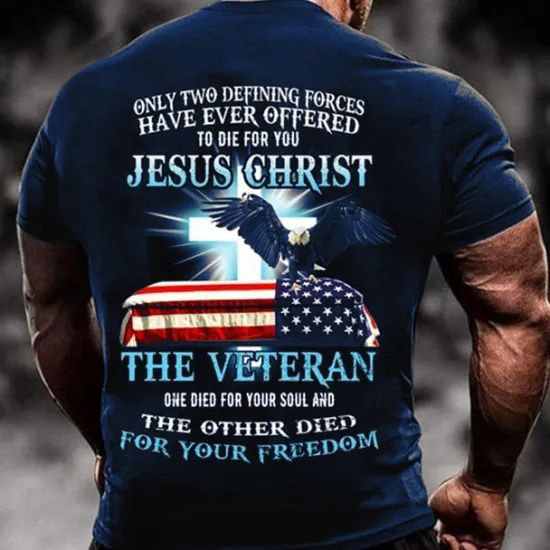 Sale OUKU Veterans Day Men's Patriot Patriotic Backprint Graphic Eagle National Flag T shirt Tee Short Sleeve T shirt 3D Print Crew Neck Shirt Vintage Fashion Designer Outdoor Casual Daily Black Blue Red Spring