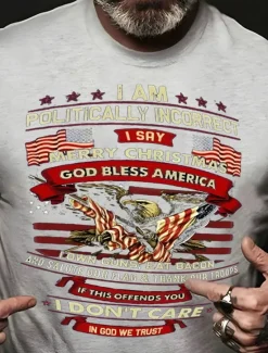 Hot OUKU Veterans Day Men's Patriot Patriotic Veteran Graphic Prints Eagle National Flag T shirt Graphic Tee Cotton Short Sleeve Graphic Shirt Heather Gray Wine Blue Comfortable Tee Street Vacation Fashion
