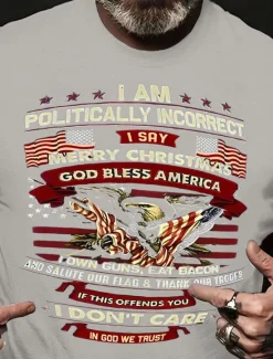 Hot OUKU Veterans Day Men's Patriot Patriotic Veteran Graphic Prints Eagle National Flag T shirt Graphic Tee Cotton Short Sleeve Graphic Shirt Heather Gray Wine Blue Comfortable Tee Street Vacation Fashion